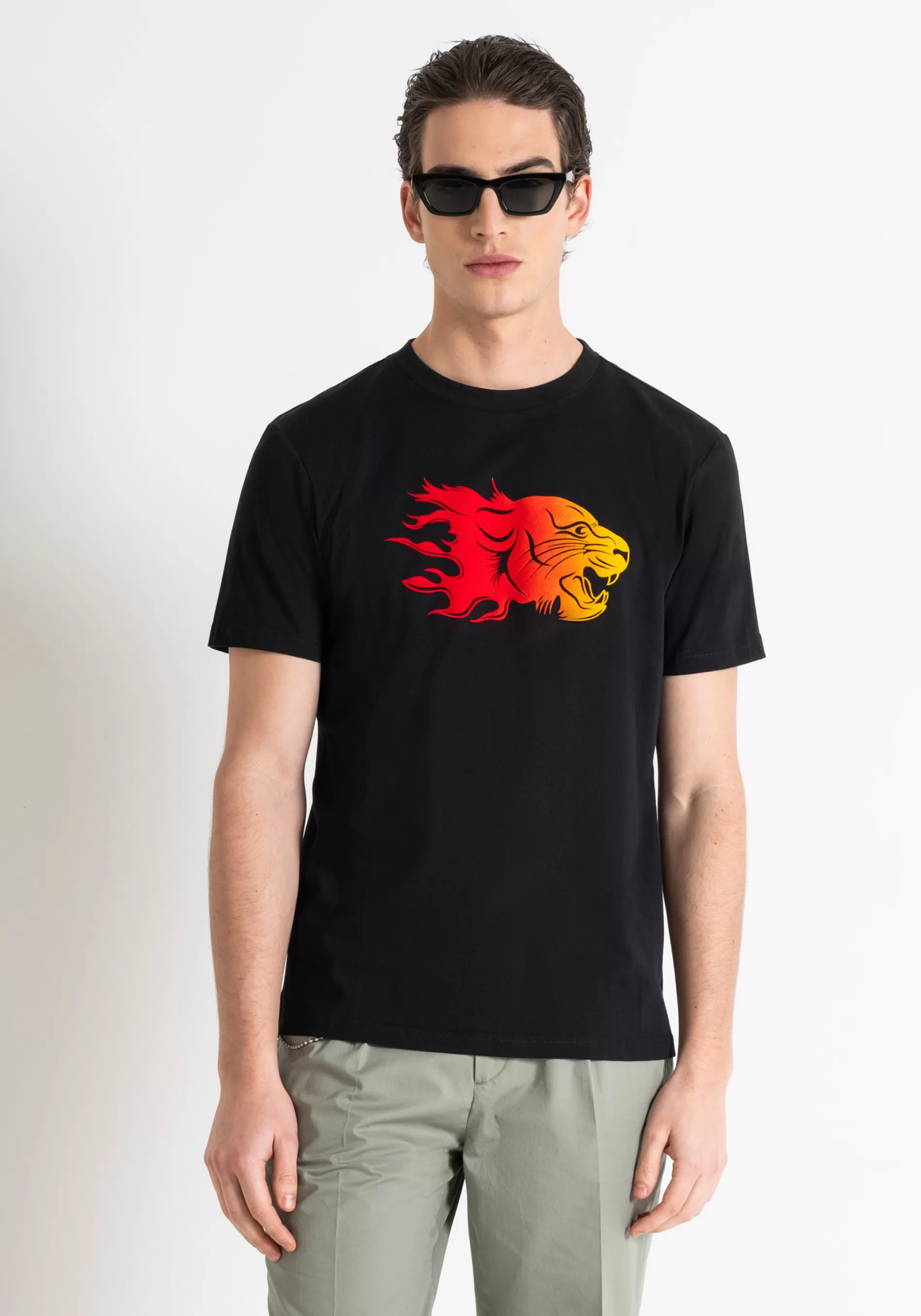 Best Sale REGULAR FIT T-SHIRT IN COTTON JERSEY WITH GRADIENT FLOCK PRINT T-shirts and Polo