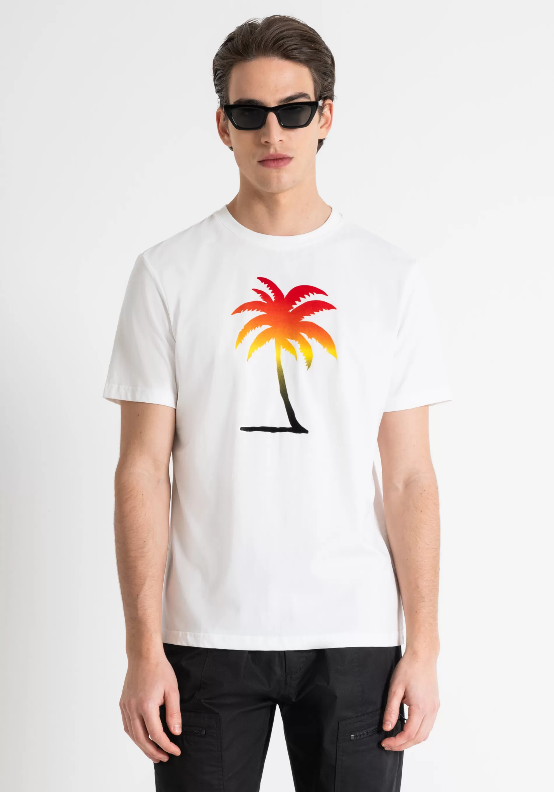 Flash Sale REGULAR FIT T-SHIRT IN COTTON JERSEY WITH MATT PLASTIC AND WATER PRINT T-shirts and Polo