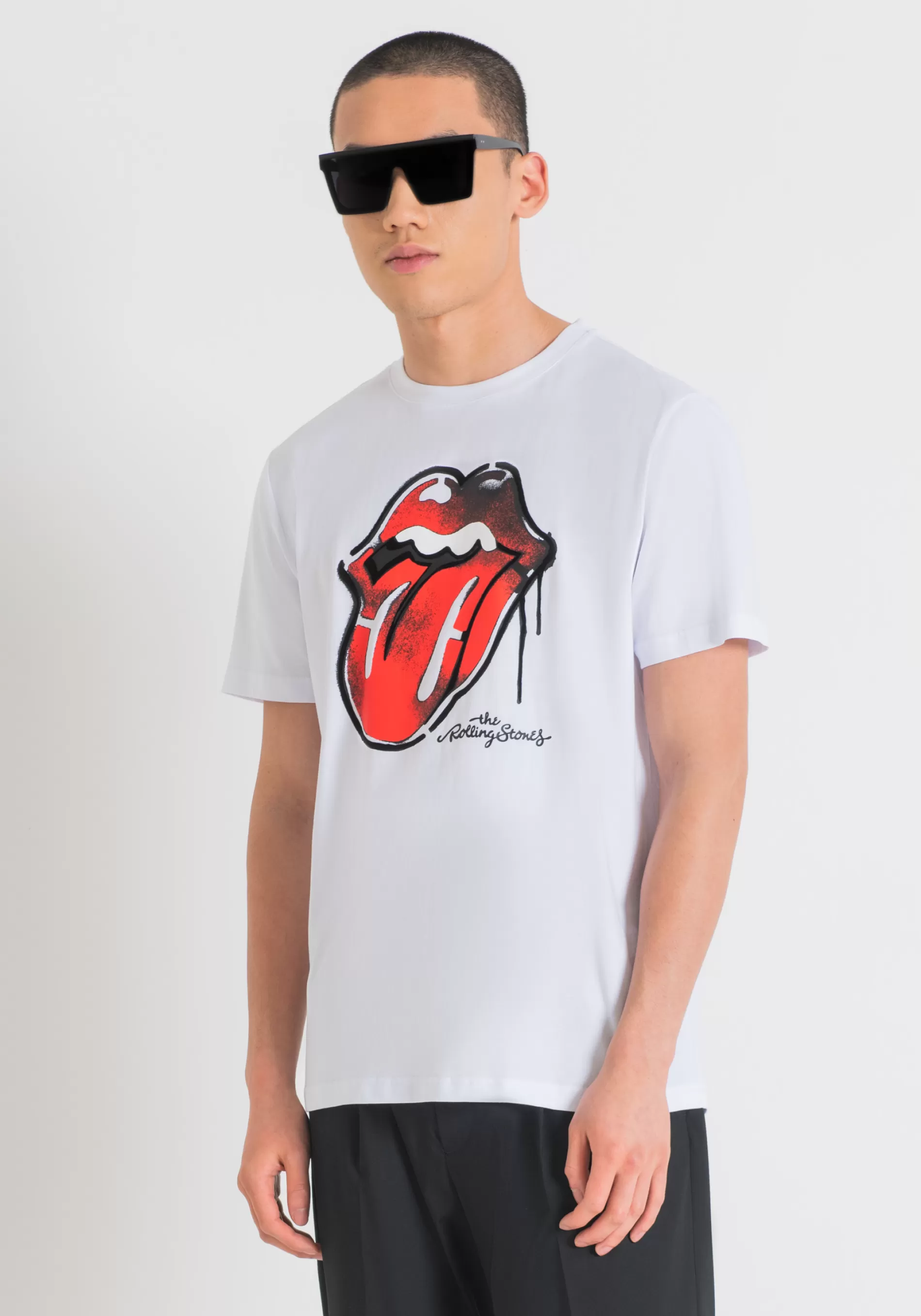 Cheap REGULAR FIT T-SHIRT IN COTTON JERSEY WITH ROLLING STONES PRINT T-shirts and Polo