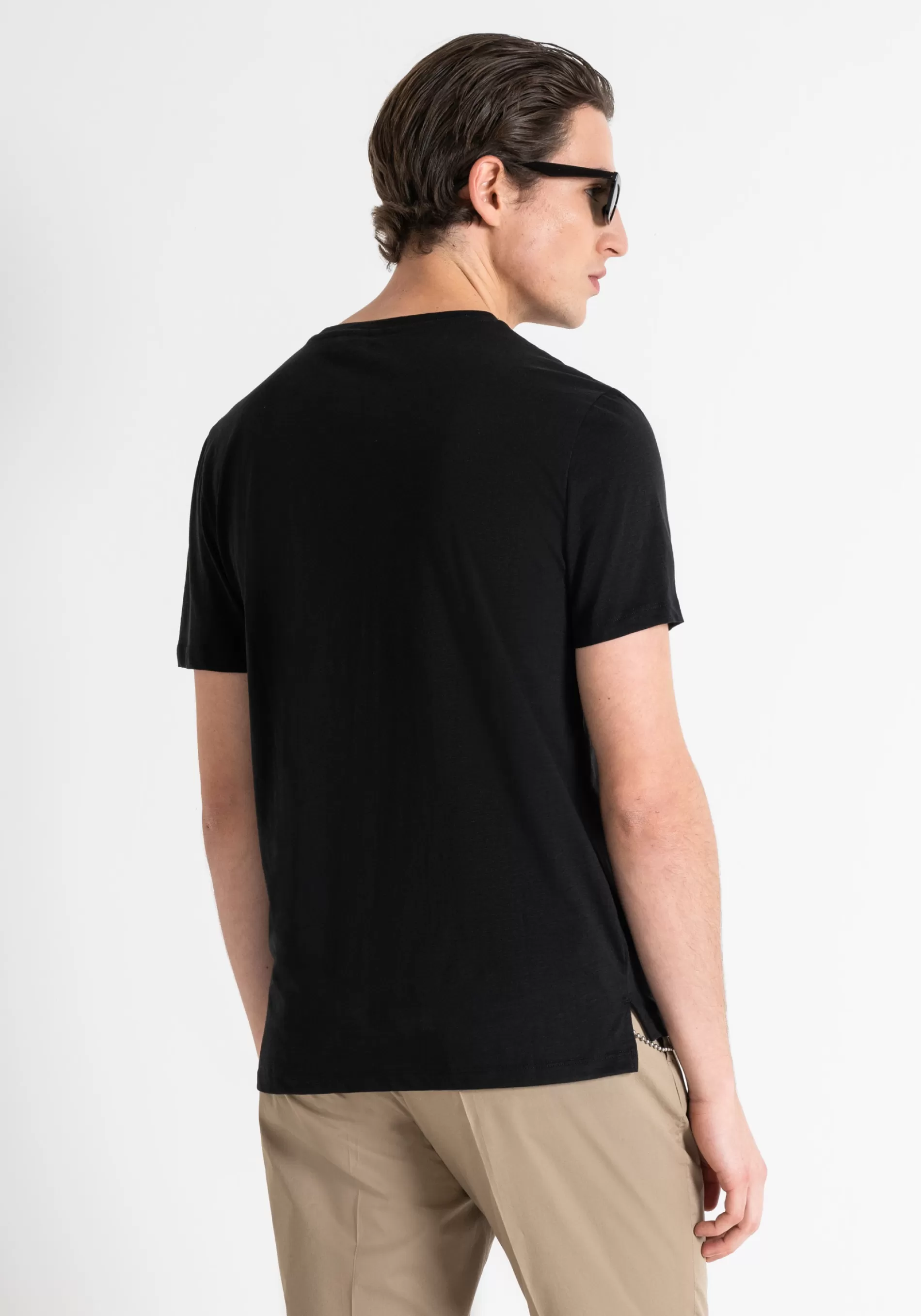 Cheap REGULAR FIT T-SHIRT IN FLAME EFFECT COTTON WITH INJECTION MOLDED RUBBER LOGO PRINT T-shirts and Polo