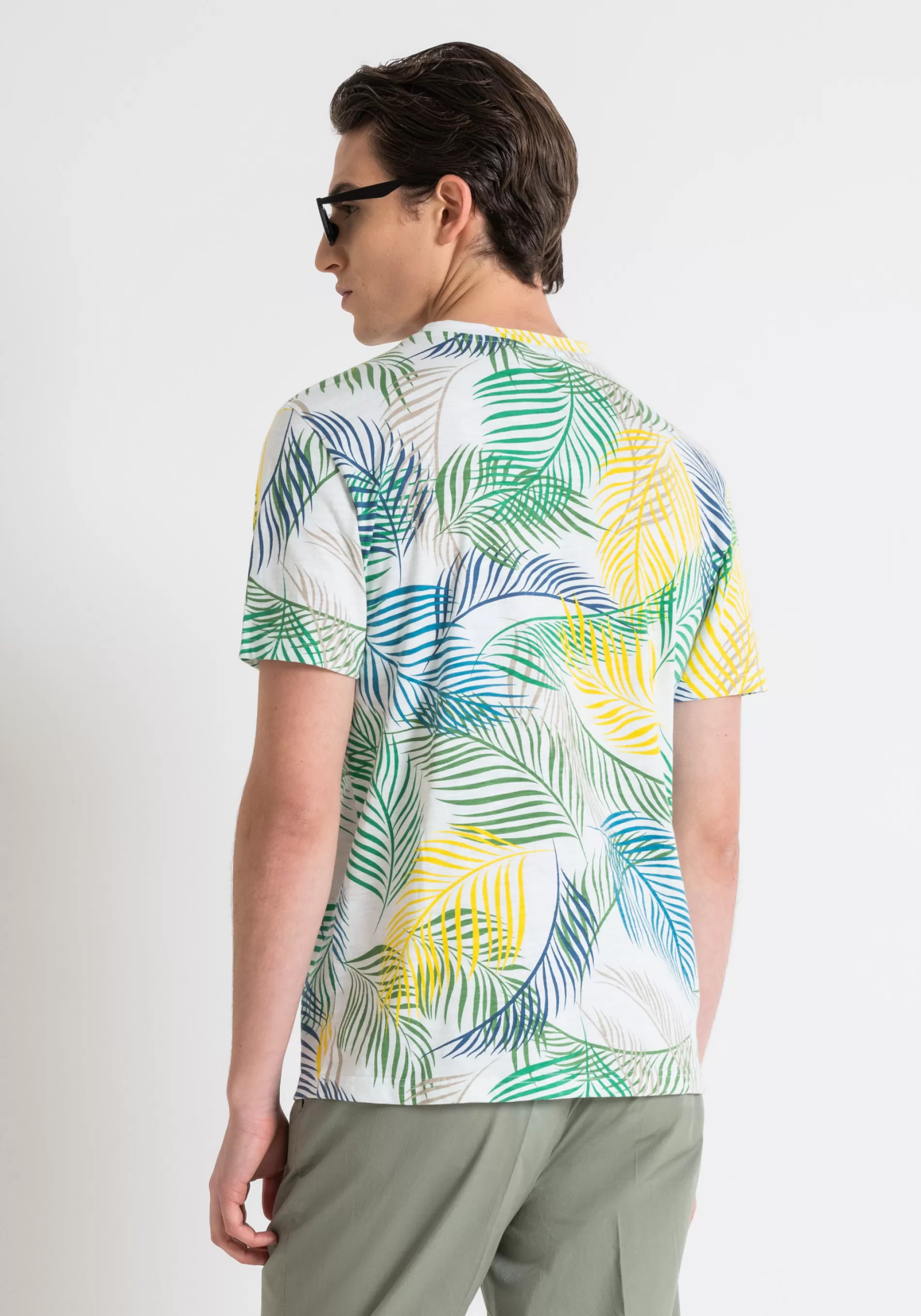 New REGULAR FIT T-SHIRT IN FLAMED COTTON PRINTED WITH EMBROIDERED LOGO T-shirts and Polo