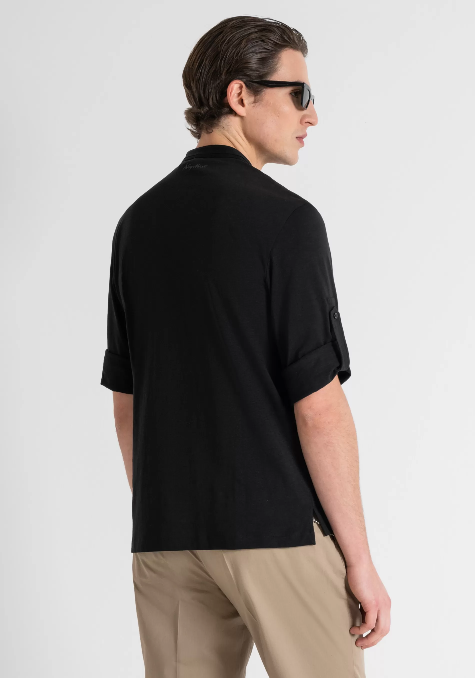 Clearance REGULAR FIT T-SHIRT IN FLAMED COTTON WITH LOGO PRINT INJECTION MOLDED T-shirts and Polo