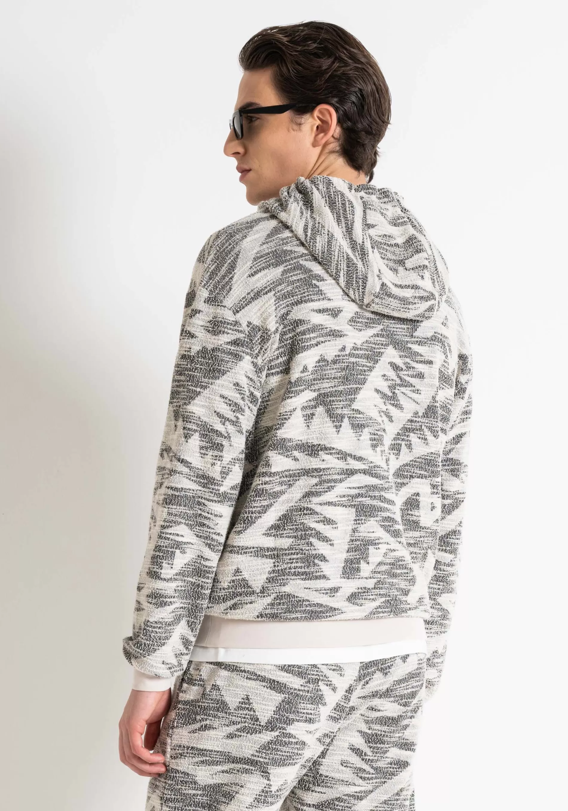 New RELAXED FIT SWEATSHIRT IN STRUCTURED ELASTIC COTTON BLEND WITH LOGO PLAQUE Sweatshirts