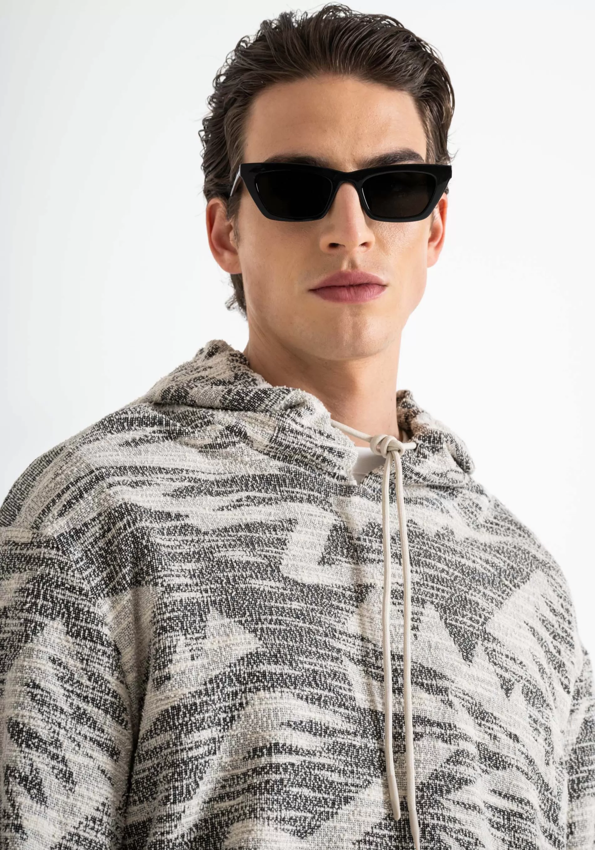 New RELAXED FIT SWEATSHIRT IN STRUCTURED ELASTIC COTTON BLEND WITH LOGO PLAQUE Sweatshirts