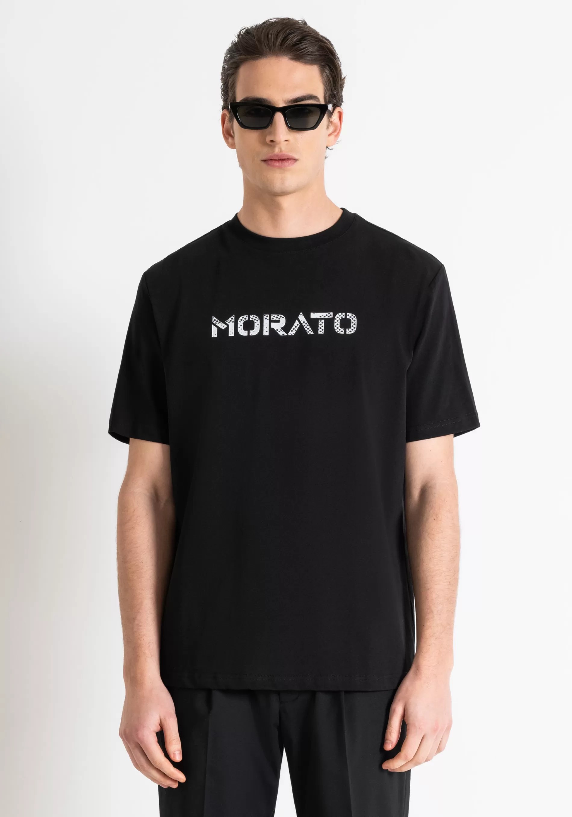 Sale RELAXED FIT T-SHIRT IN COTTON JERSEY WITH CONTRASTING RUBBERISED LOGO PRINT T-shirts and Polo