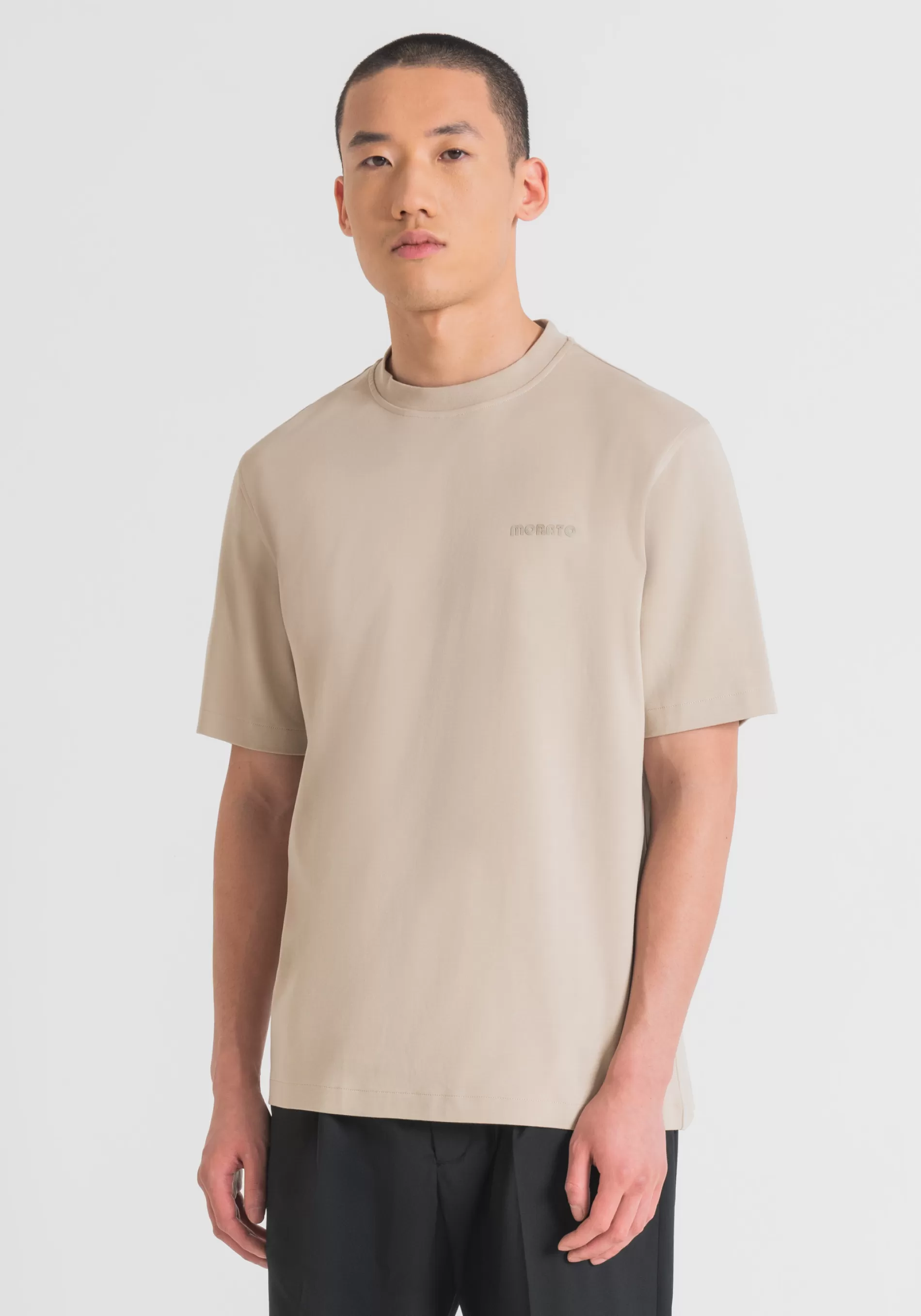 Cheap RELAXED FIT T-SHIRT IN COTTON JERSEY WITH EMBOSSED LOGO PRINT T-shirts and Polo