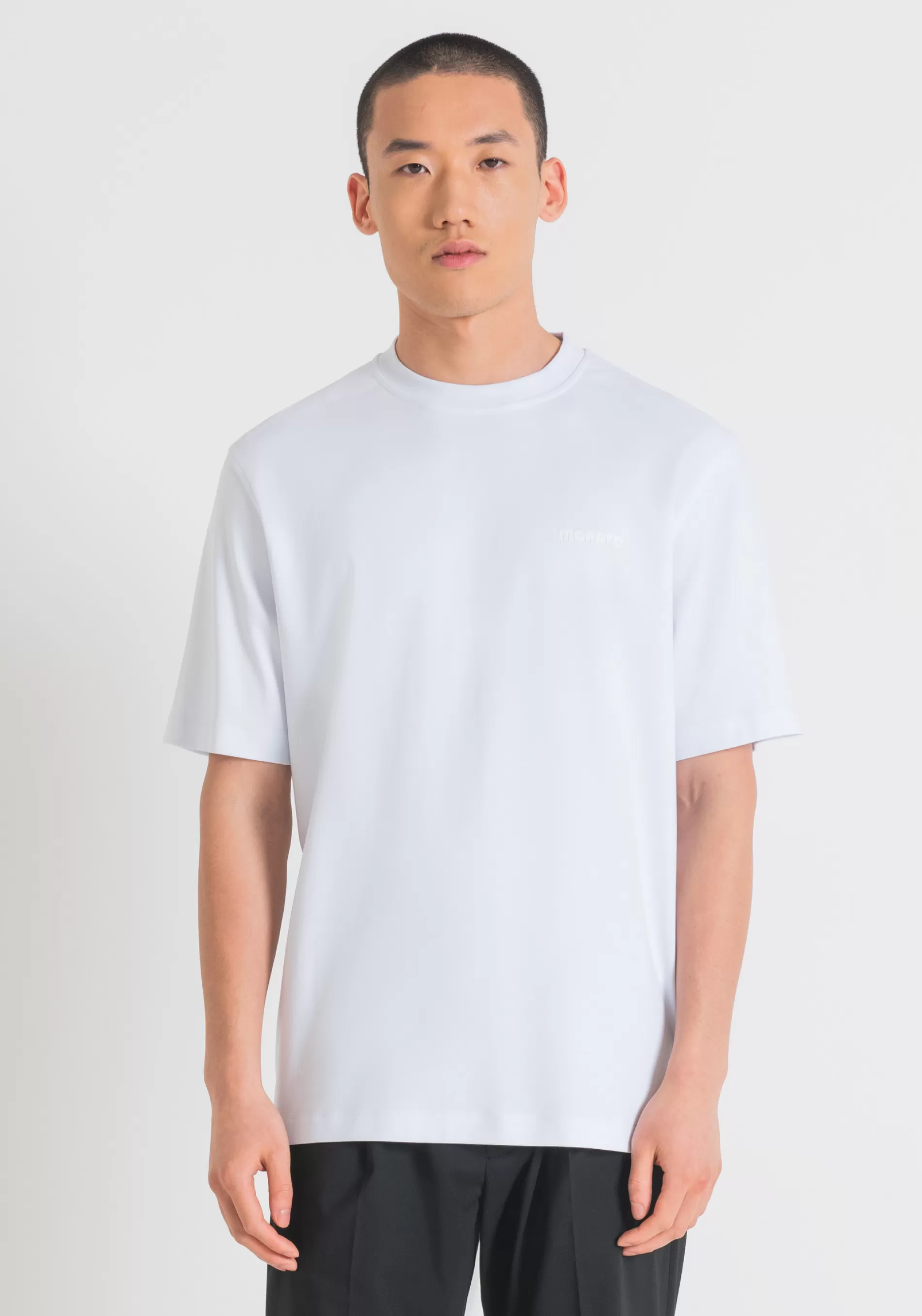 Flash Sale RELAXED FIT T-SHIRT IN COTTON JERSEY WITH RAISED MATTE LOGO PRINT T-shirts and Polo