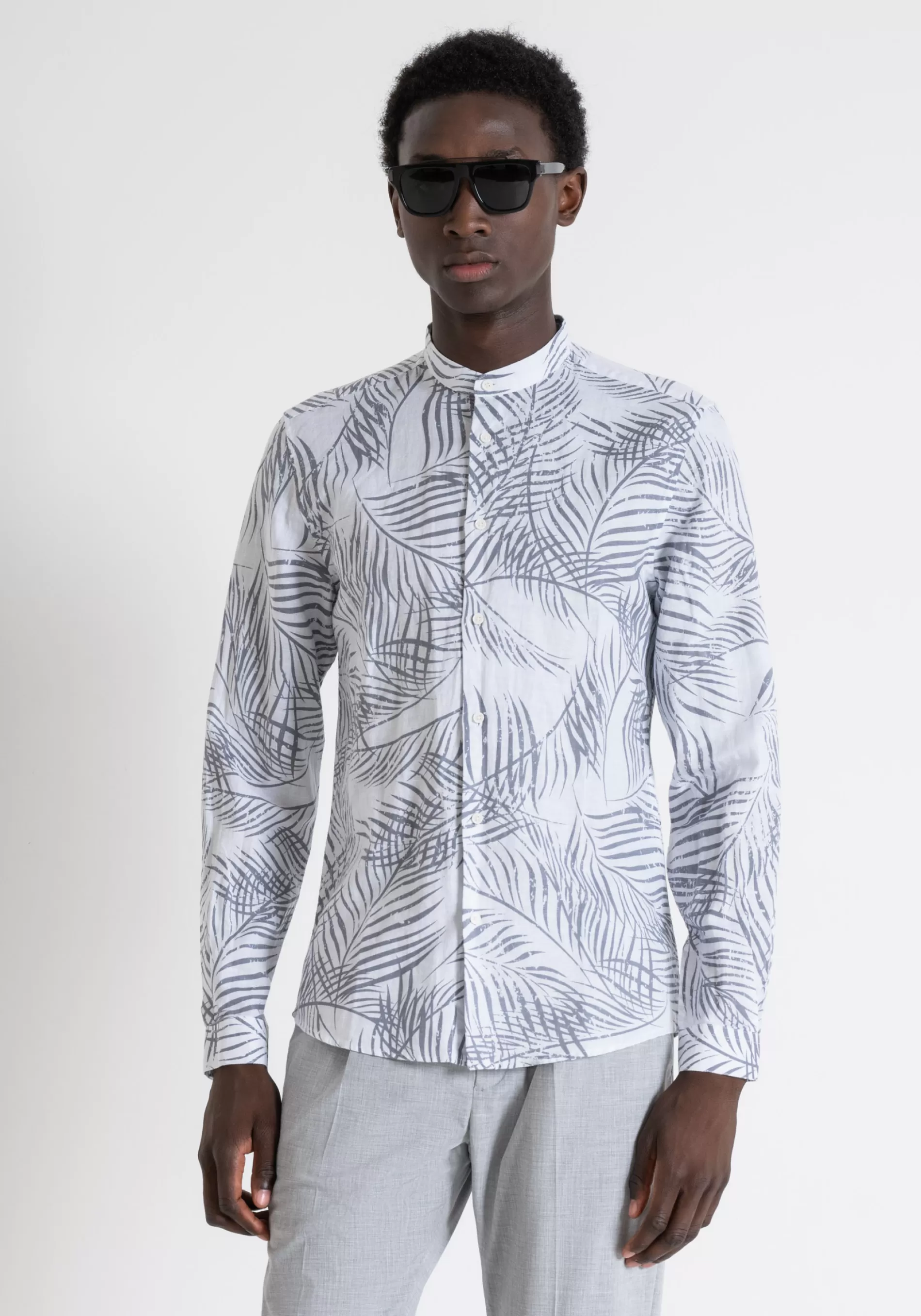 Cheap SEOUL SLIM FIT SHIRT IN PRINTED COTTON LINEN WITH SOFT HAND Shirts
