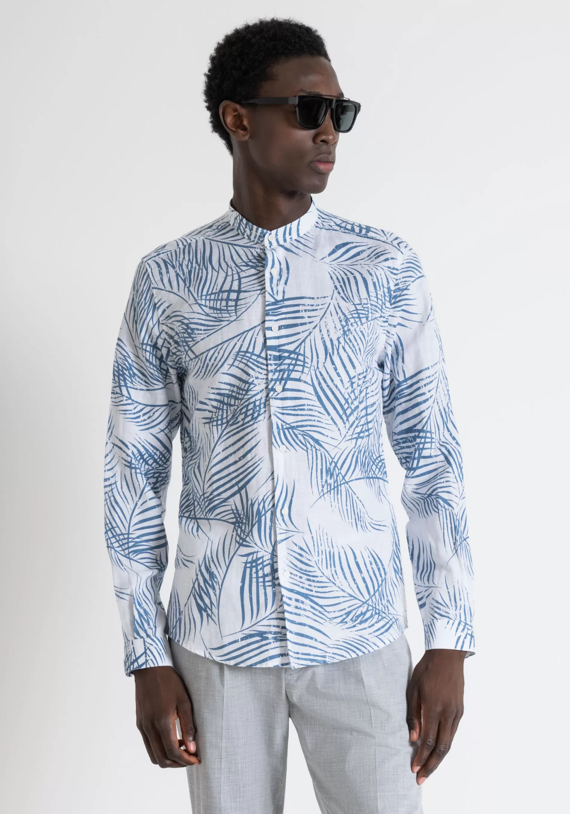 Outlet SEOUL SLIM FIT SHIRT IN PRINTED COTTON LINEN WITH SOFT HAND Shirts