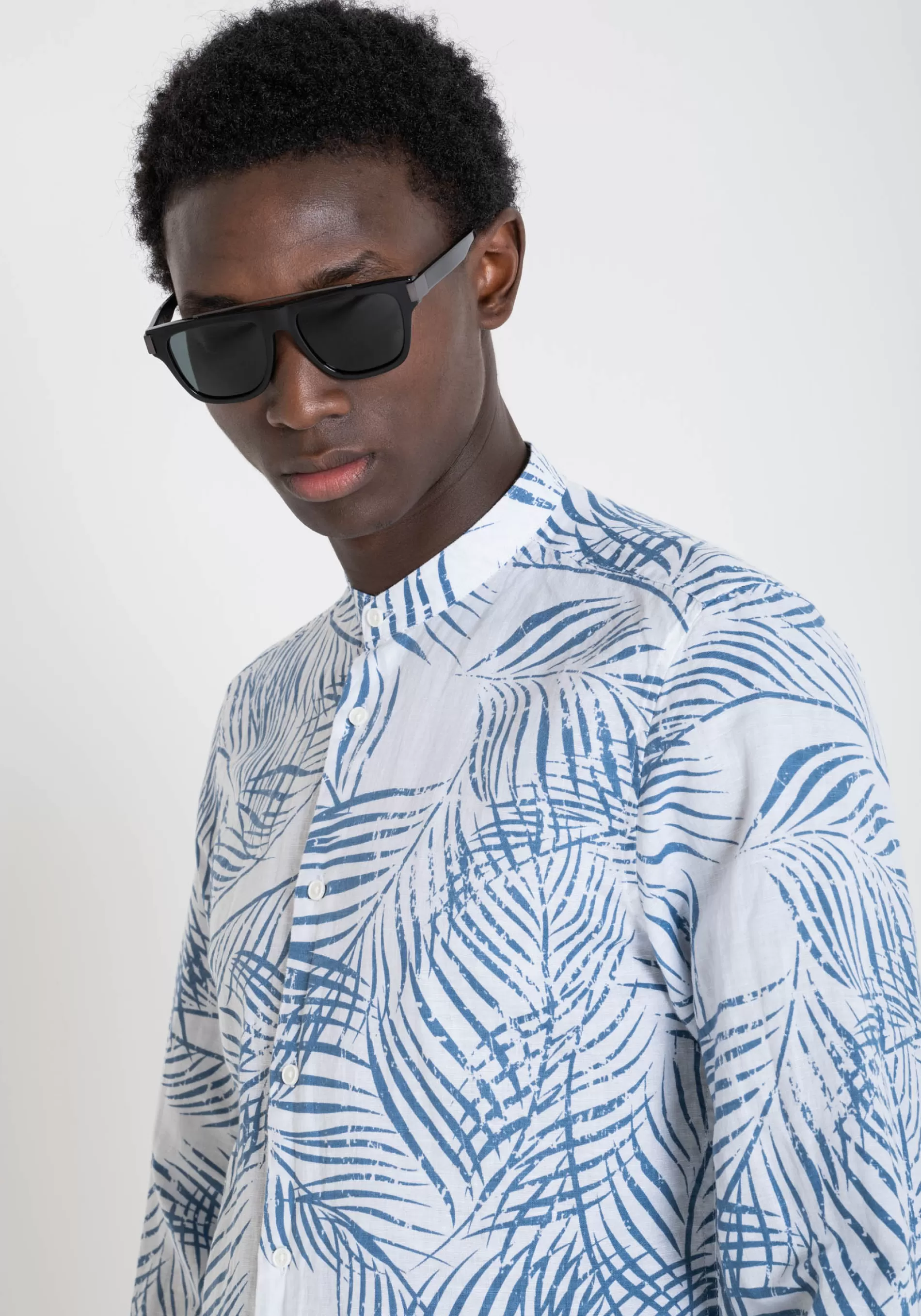 Outlet SEOUL SLIM FIT SHIRT IN PRINTED COTTON LINEN WITH SOFT HAND Shirts