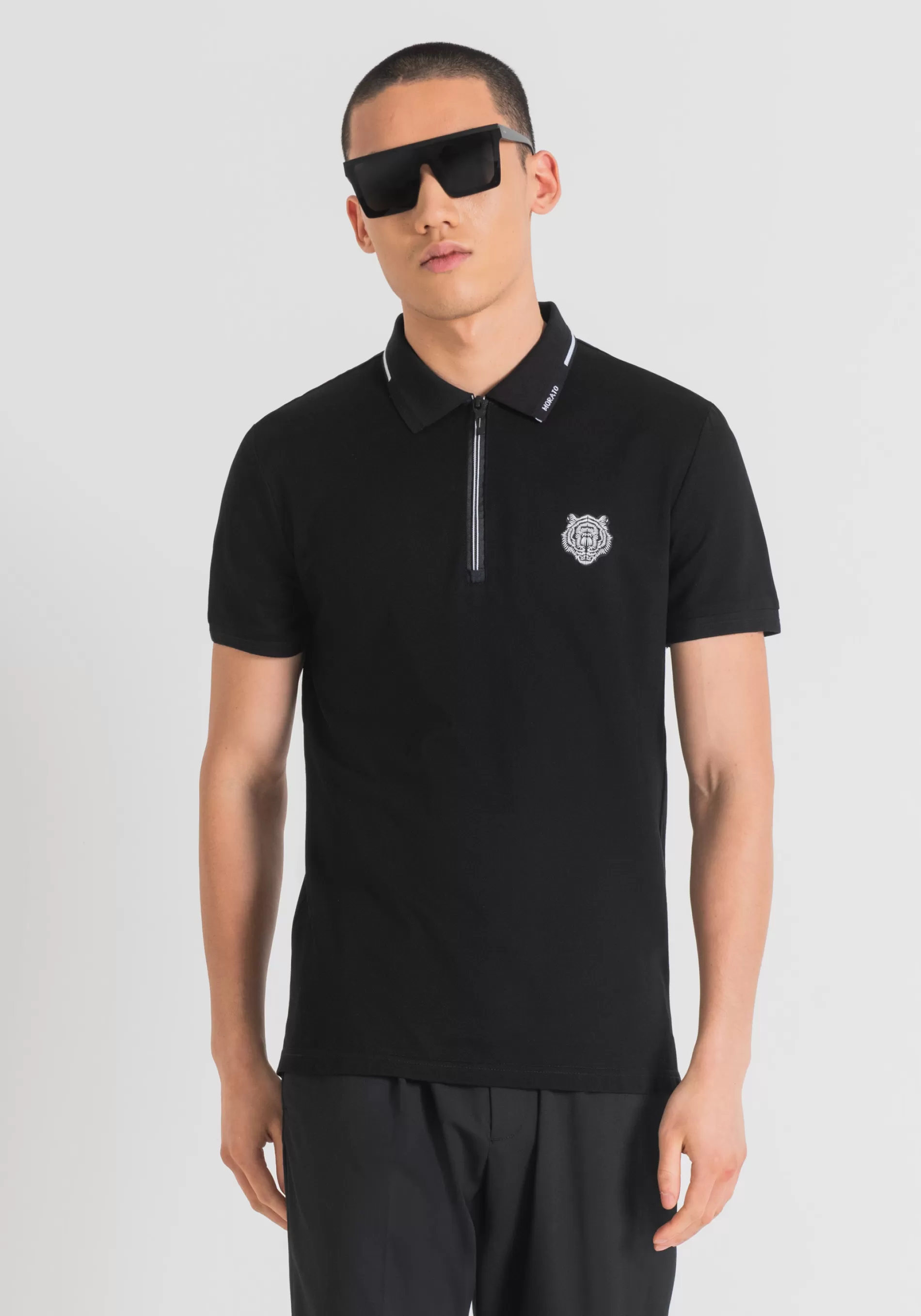 Fashion SLIM FIT POLO SHIRT IN MERCERISED COTTON PIQUE WITH RUBBERISED TIGER PRINT T-shirts and Polo