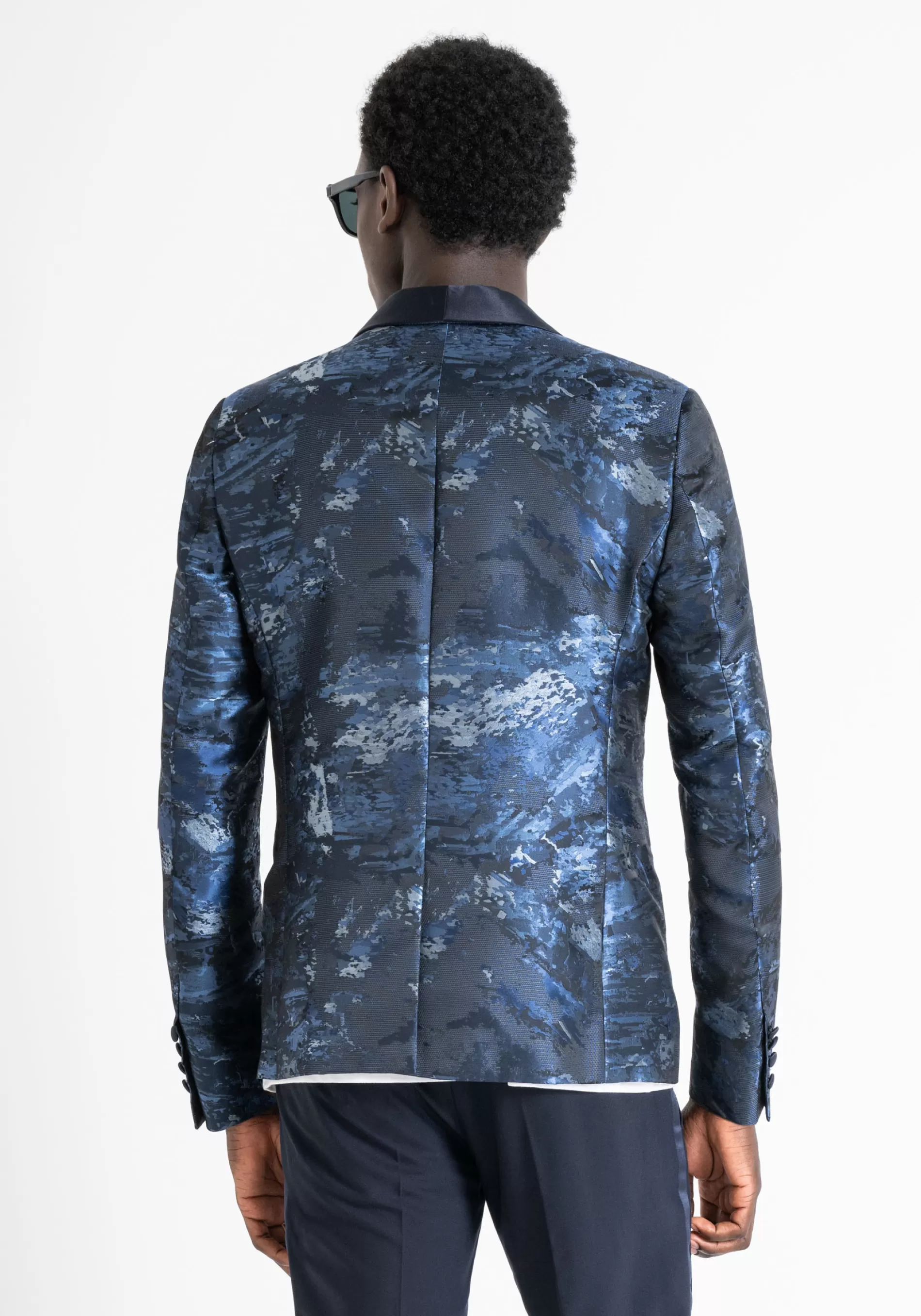 Store SLIM FIT ROXANNE JACKET IN JACQUARD FABRIC WITH CONTRAST IN SATIN Jackets and Gilet