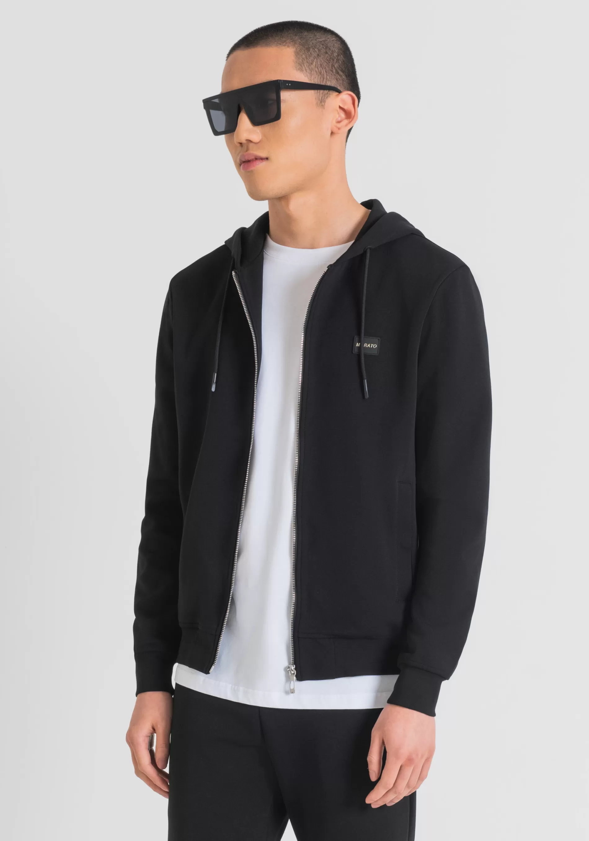 Best Sale SLIM FIT SWEATSHIRT IN COTTON BLEND FABRIC WITH METAL LOGO PLAQUE WITH RUBBER BASE Sweatshirts