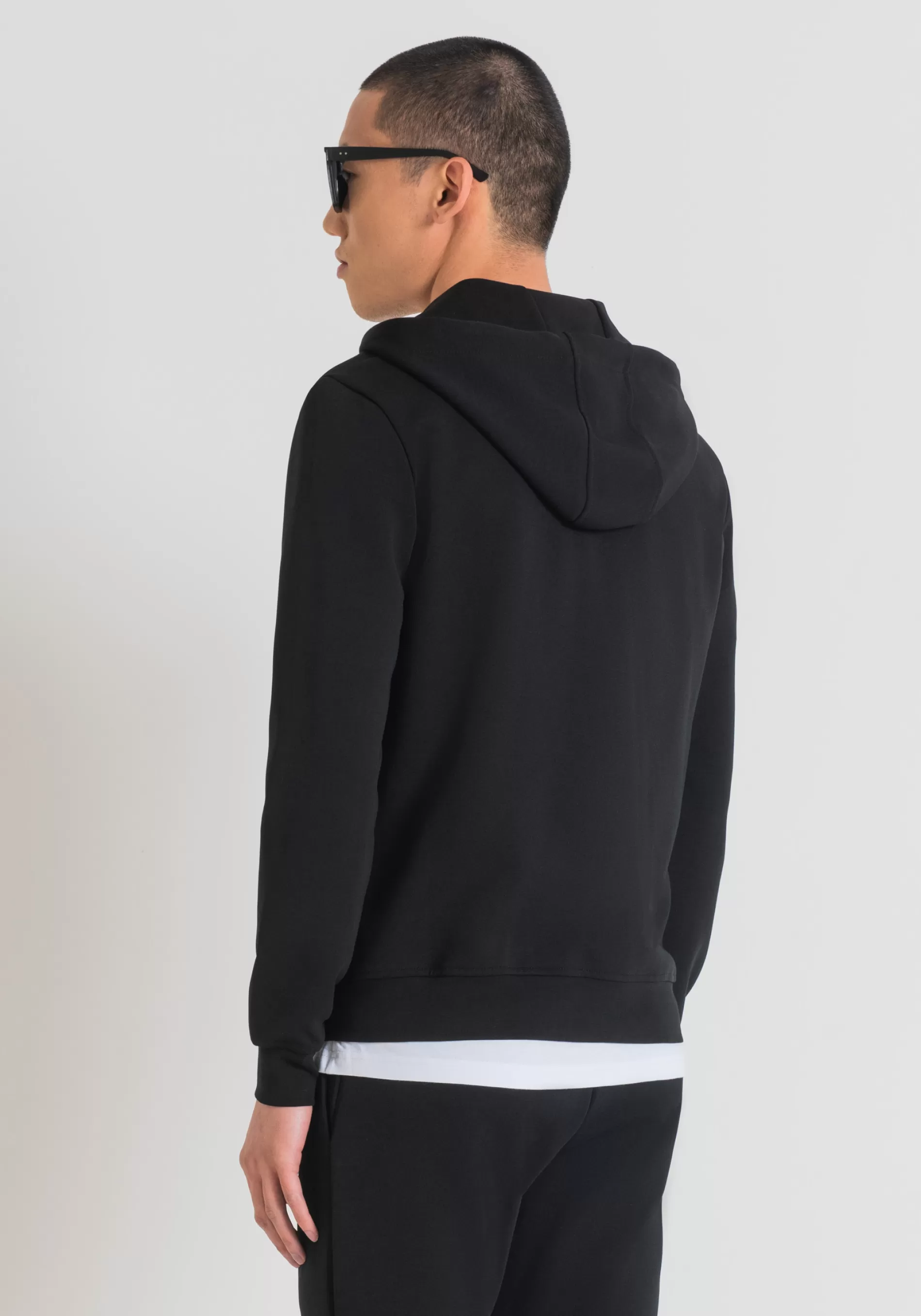 Best Sale SLIM FIT SWEATSHIRT IN COTTON BLEND FABRIC WITH METAL LOGO PLAQUE WITH RUBBER BASE Sweatshirts