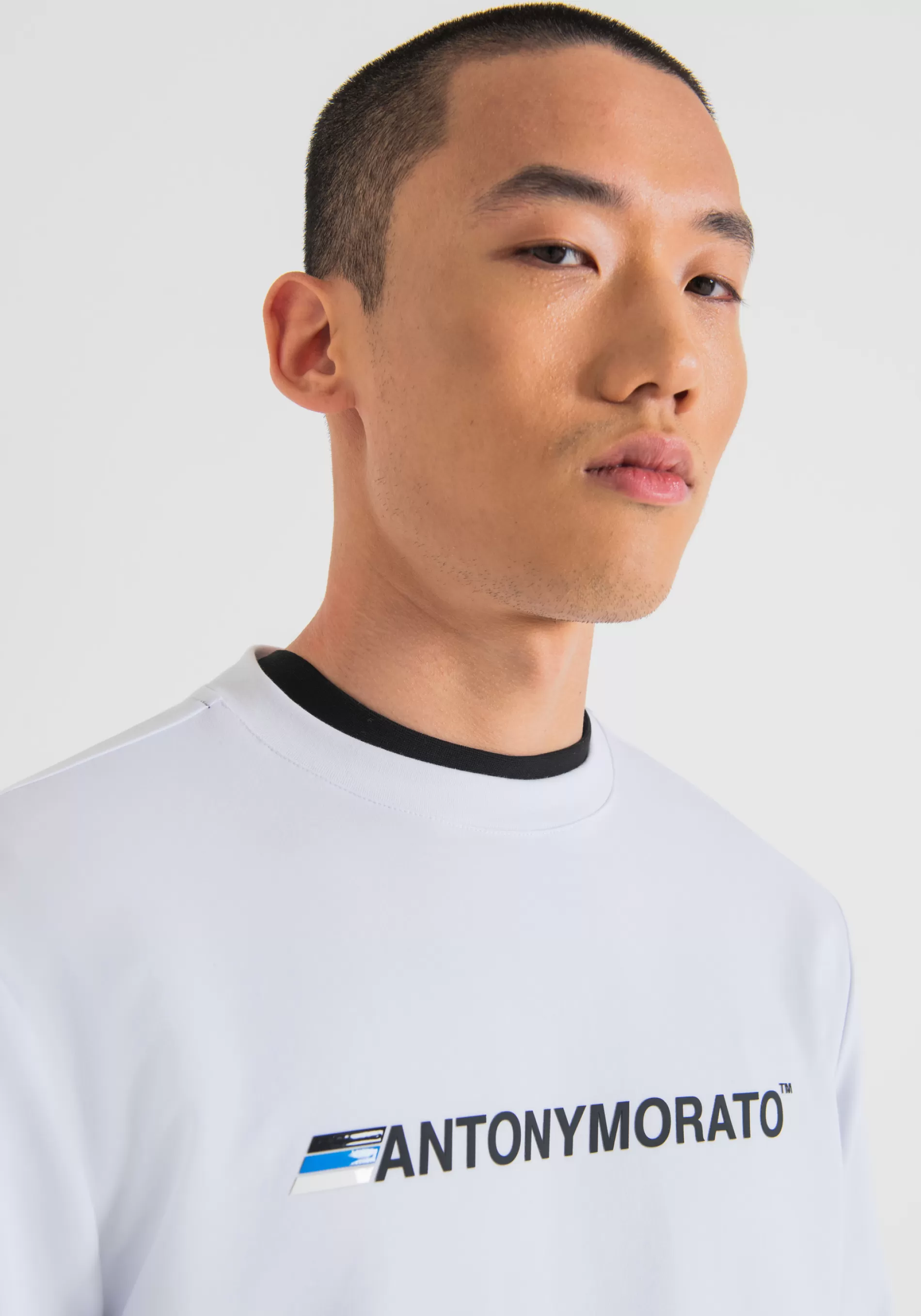 Cheap SLIM FIT SWEATSHIRT IN STRETCH COTTON WITH LOGO PRINT Sweatshirts