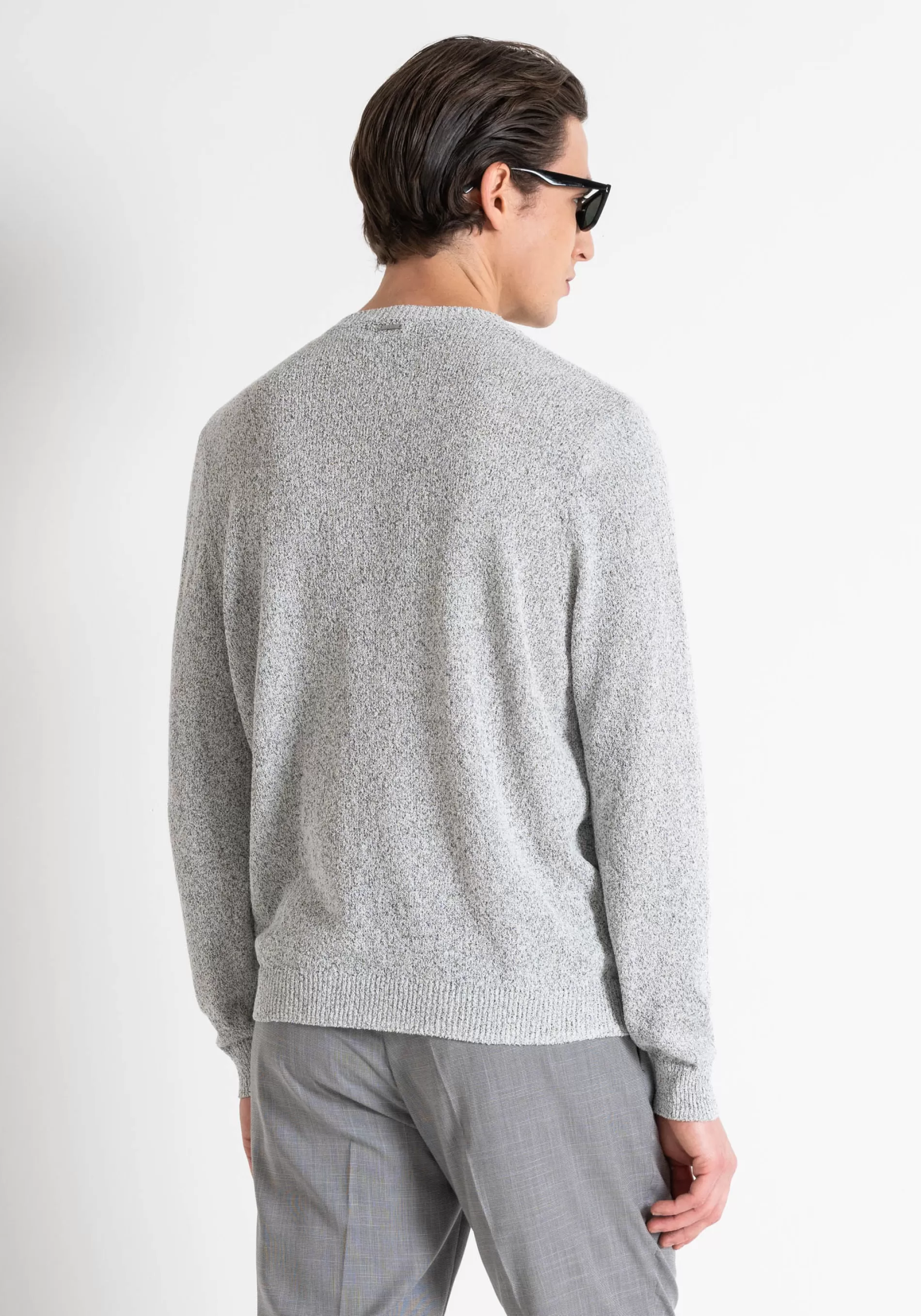 New SLIM FIT SWEATSHIRT IN SUPER SOFT TECNO YARN WITH LOGO PLAQUE Knitwear