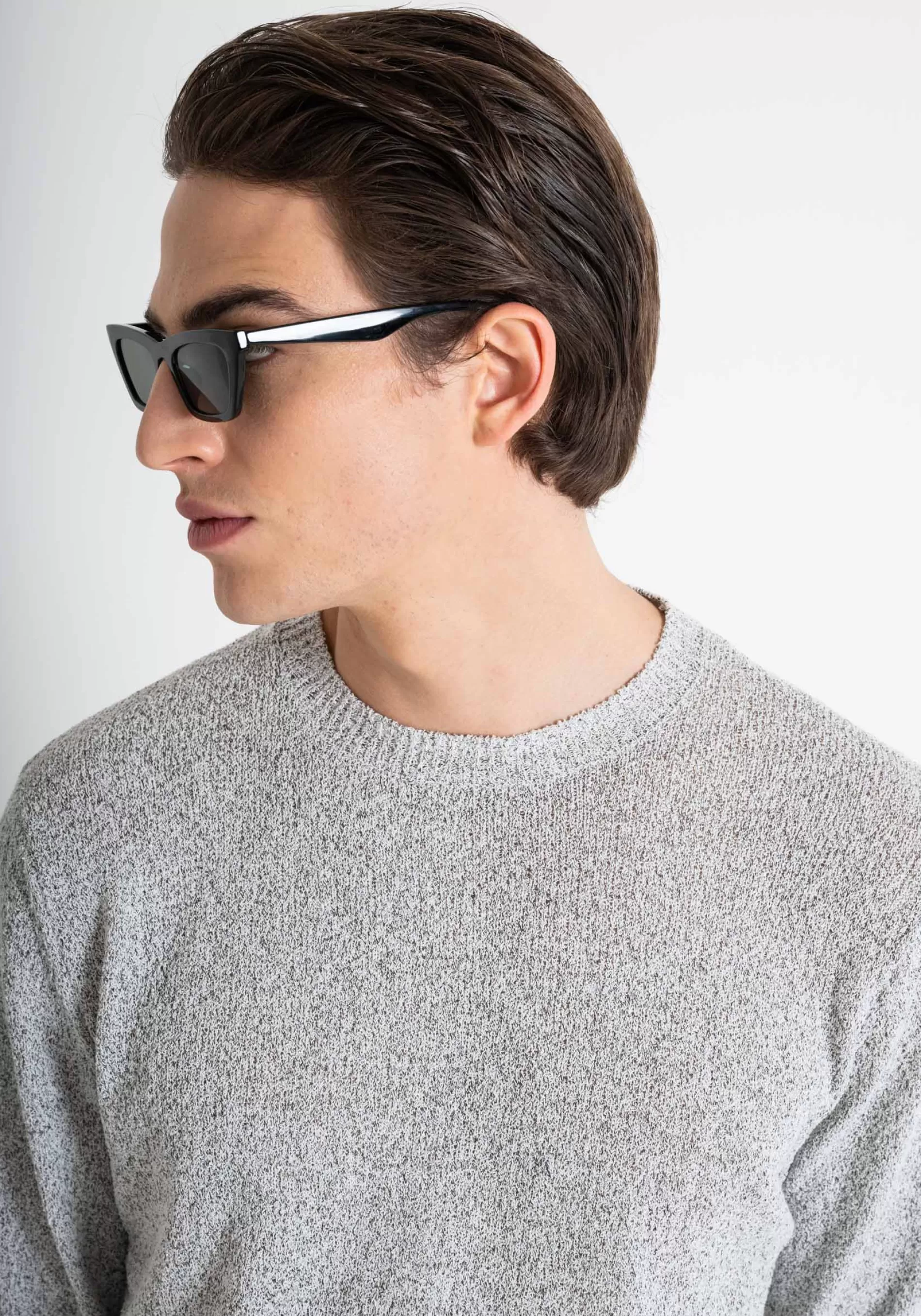 New SLIM FIT SWEATSHIRT IN SUPER SOFT TECNO YARN WITH LOGO PLAQUE Knitwear