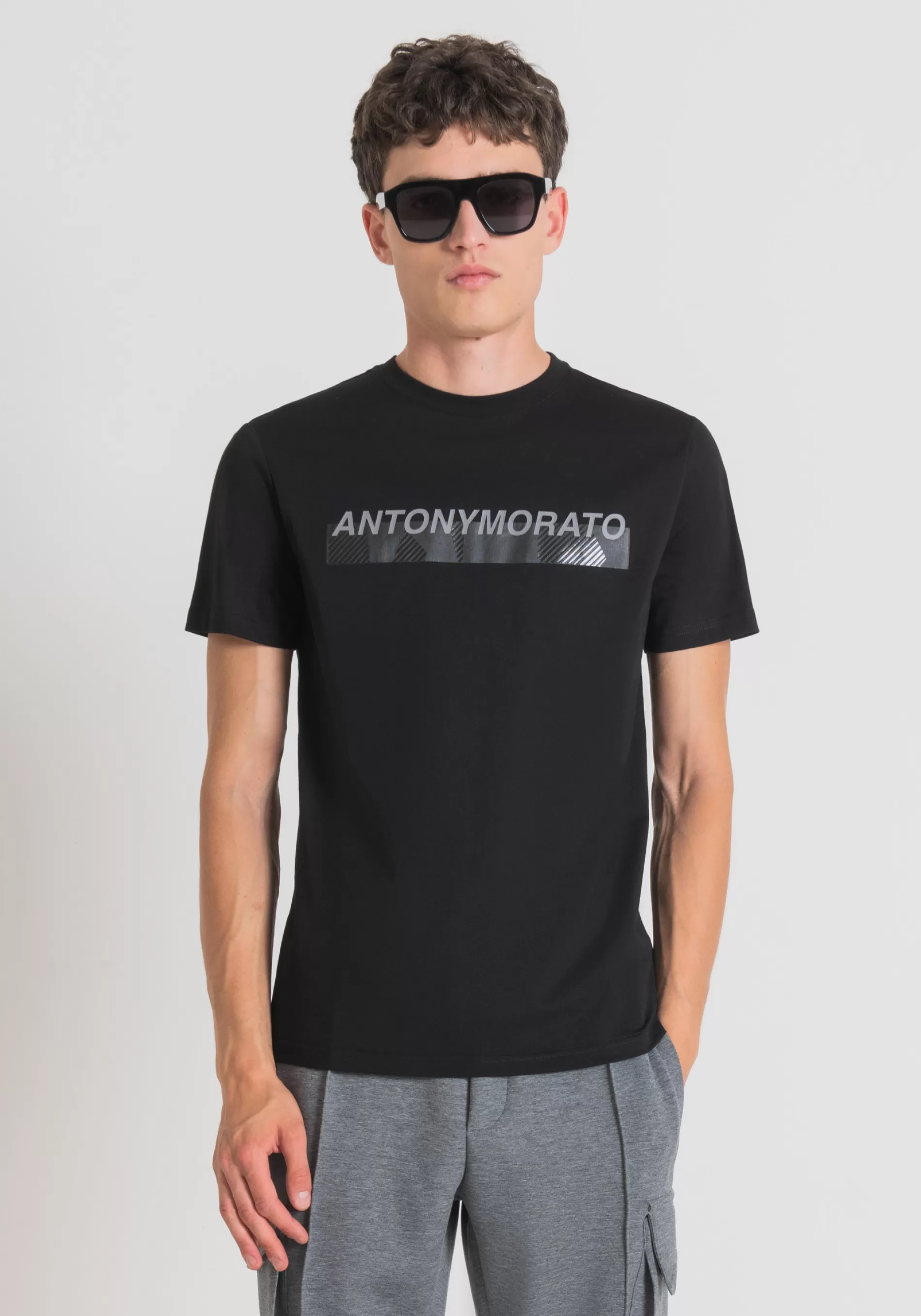Discount SLIM FIT T-SHIRT IN 100% COTTON WITH RUBBERISED LOGO PRINT T-shirts and Polo