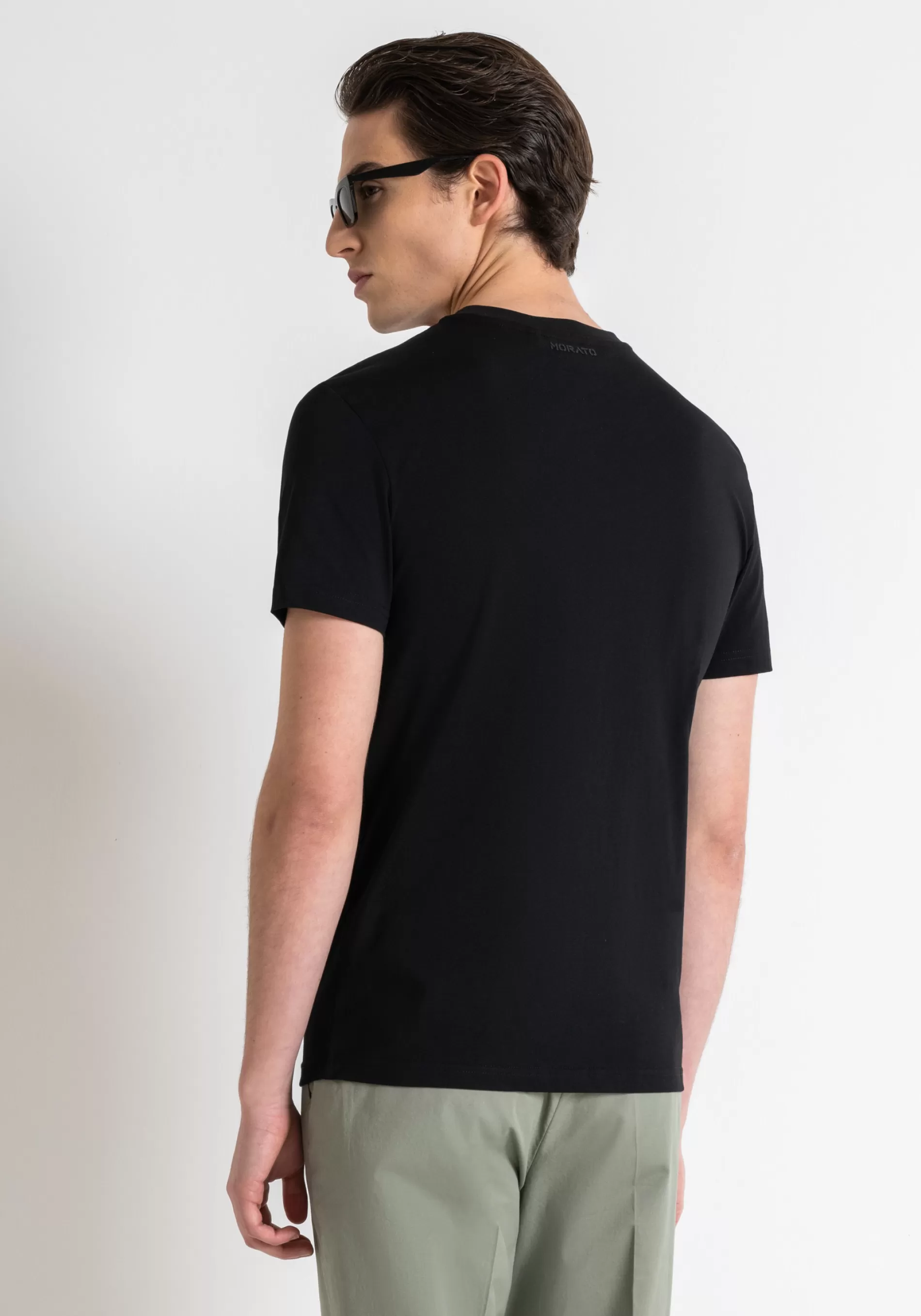 Online SLIM FIT T-SHIRT IN COTTON JERSEY WITH SPONGE-EFFECT TIGER PRINT T-shirts and Polo