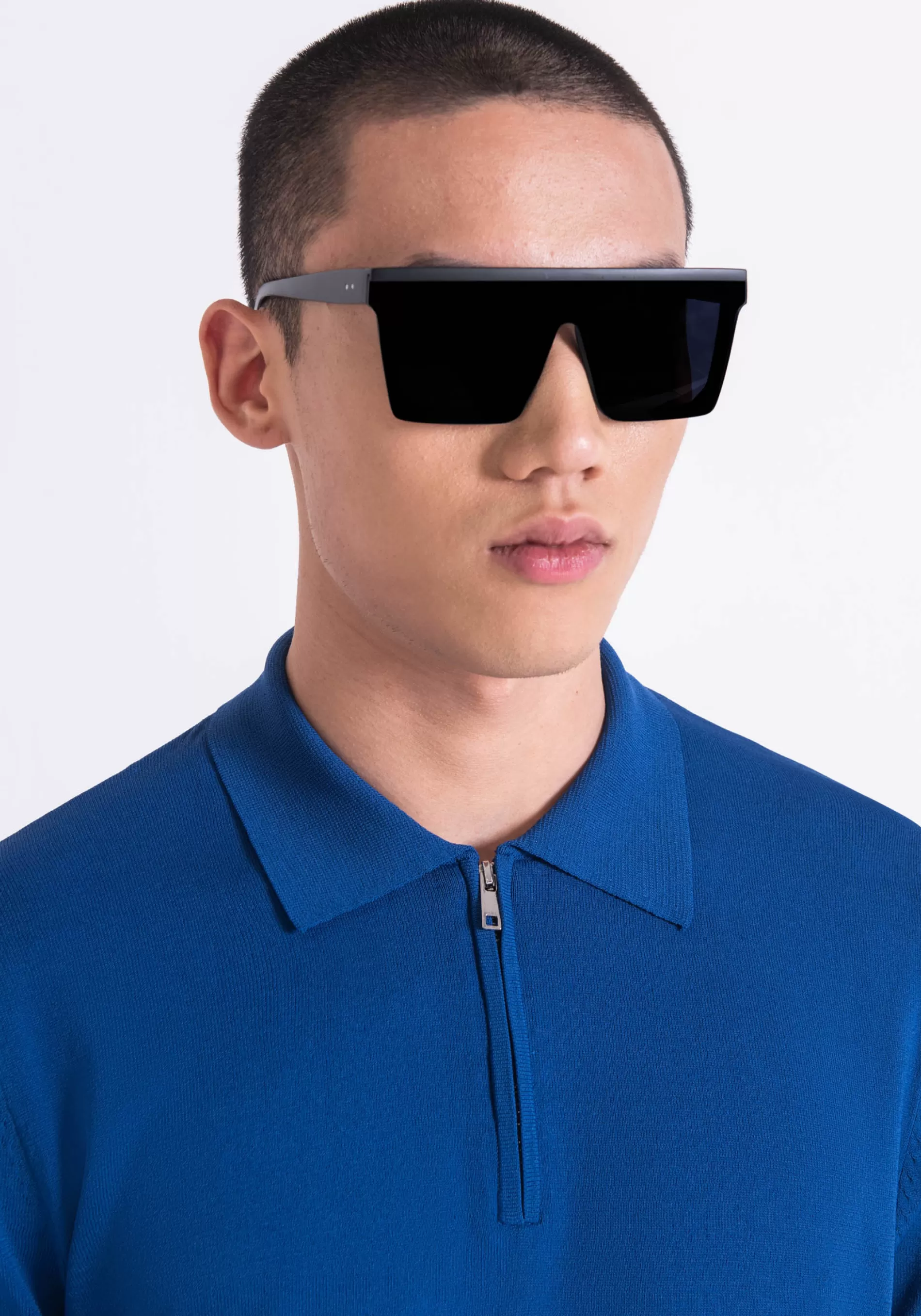 Fashion SUPER SLIM FIT POLO SHIRT IN SOFT VISCOSE BLEND YARN WITH ZIP T-shirts and Polo | Knitwear