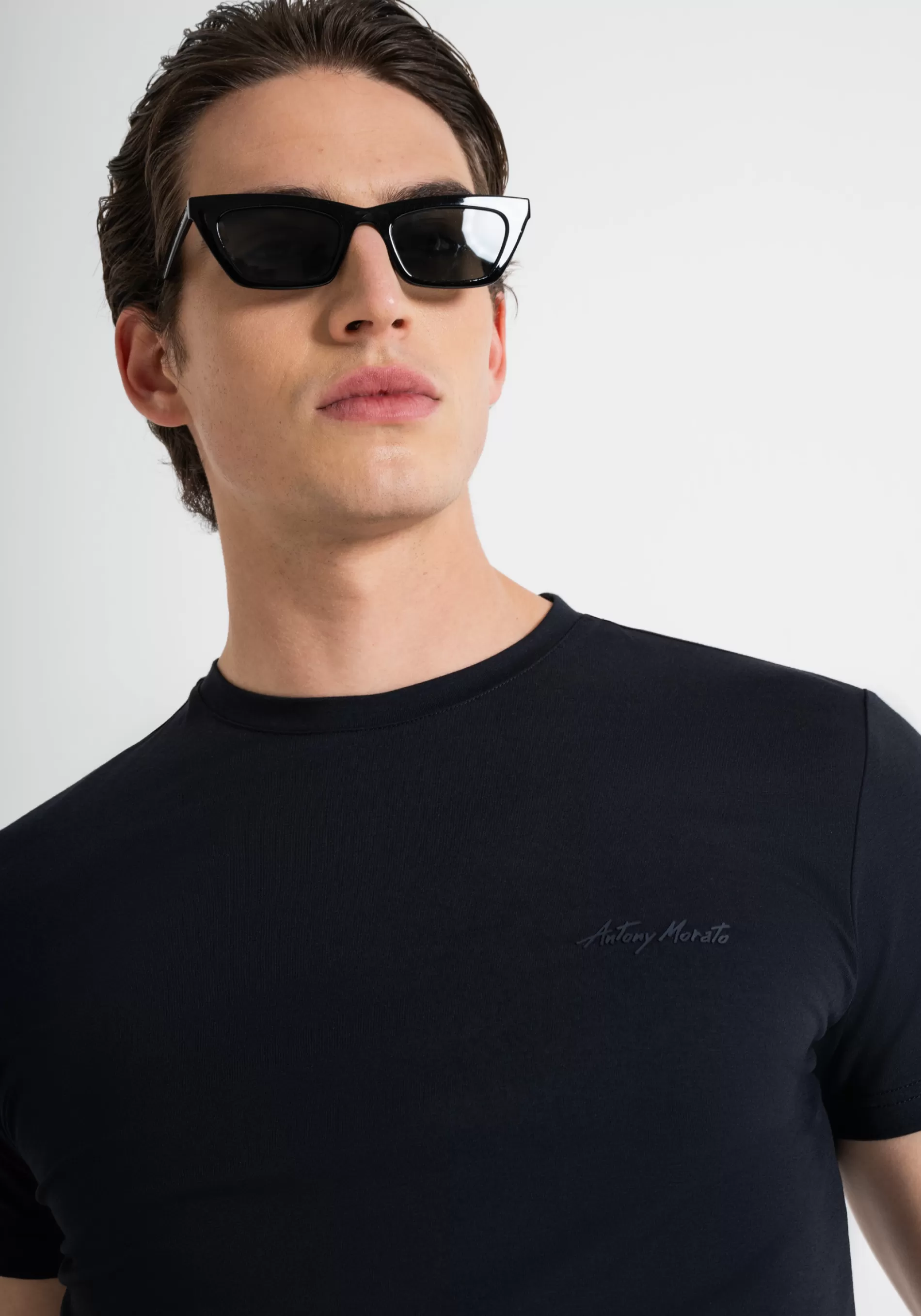 Discount SUPER SLIM FIT T-SHIRT IN STRETCH COTTON WITH LEFT-HAND-SIDE LOGO T-shirts and Polo