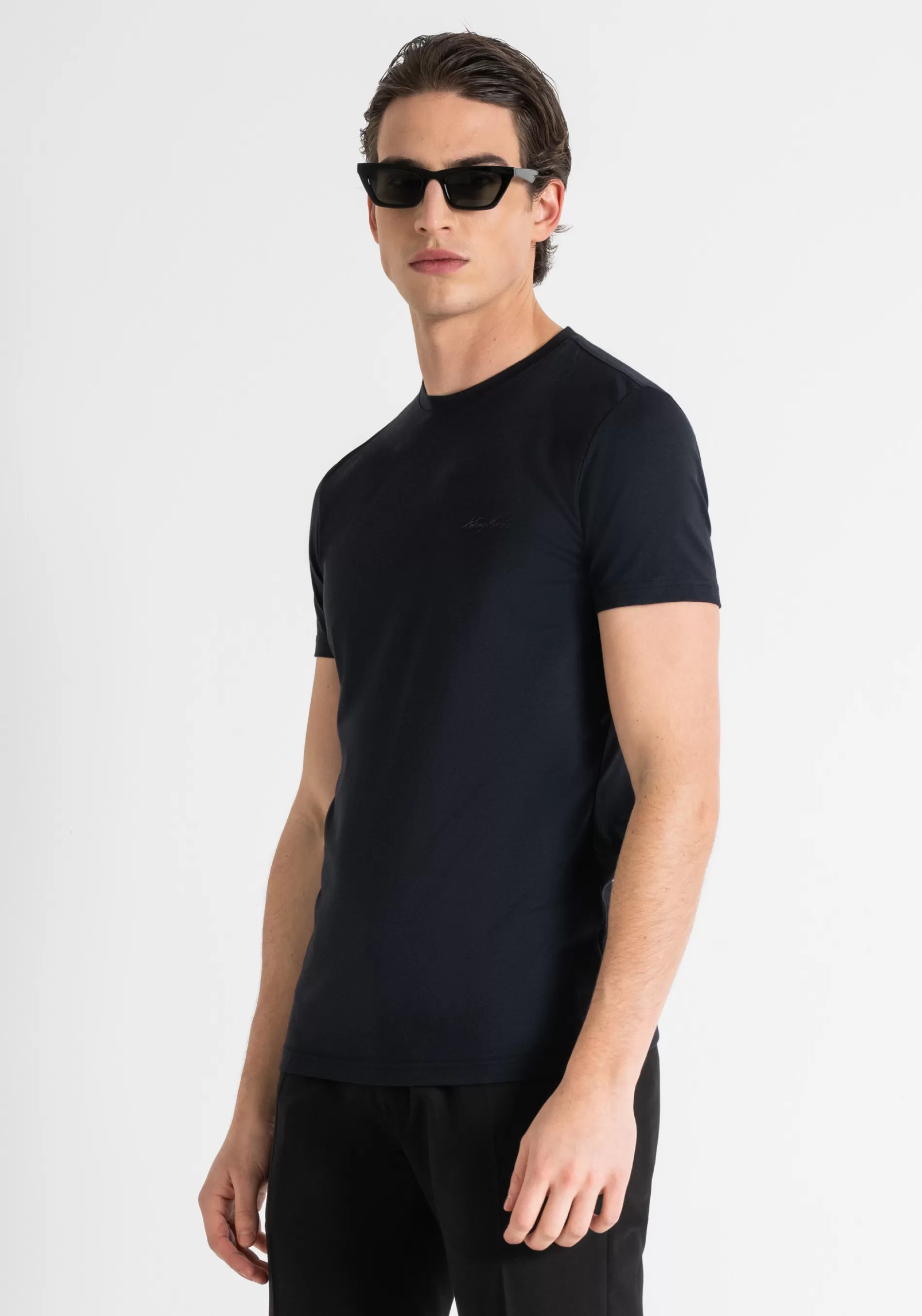Discount SUPER SLIM FIT T-SHIRT IN STRETCH COTTON WITH LEFT-HAND-SIDE LOGO T-shirts and Polo