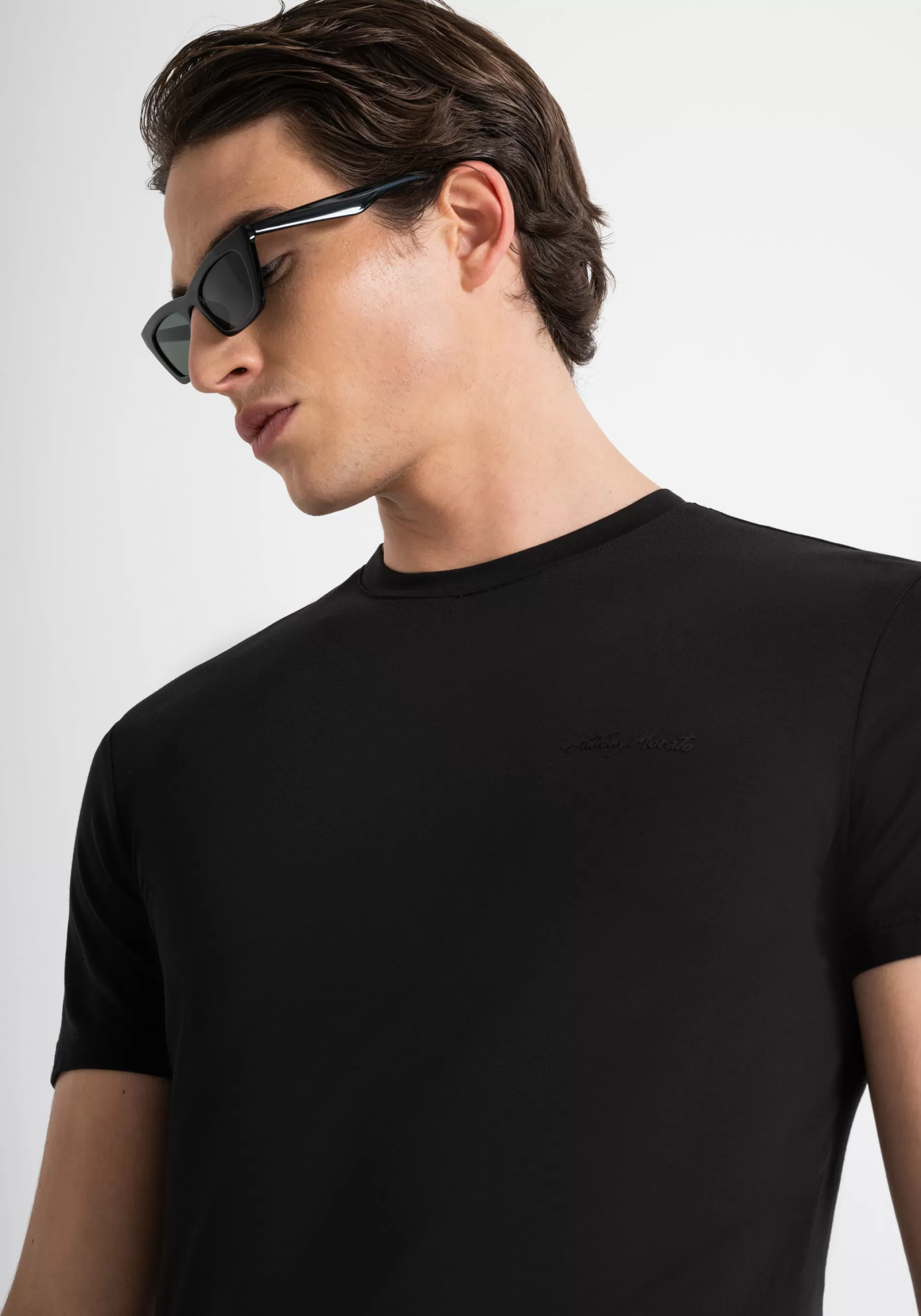 Fashion SUPER SLIM FIT T-SHIRT IN STRETCH COTTON WITH LOGO PRINT T-shirts and Polo