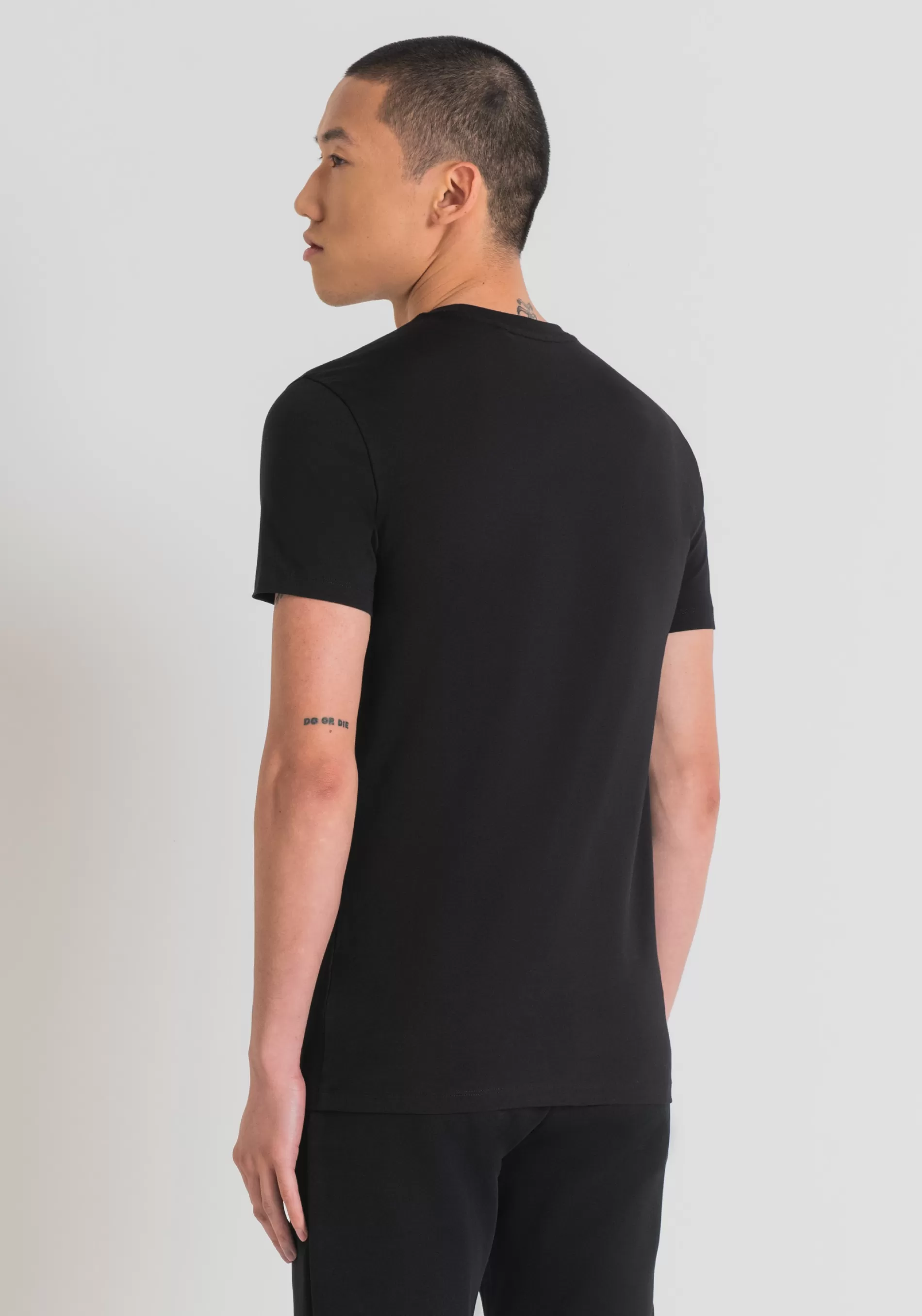 Online SUPER SLIM FIT T-SHIRT IN STRETCH COTTON WITH RUBBERISED LOGO PRINT T-shirts and Polo