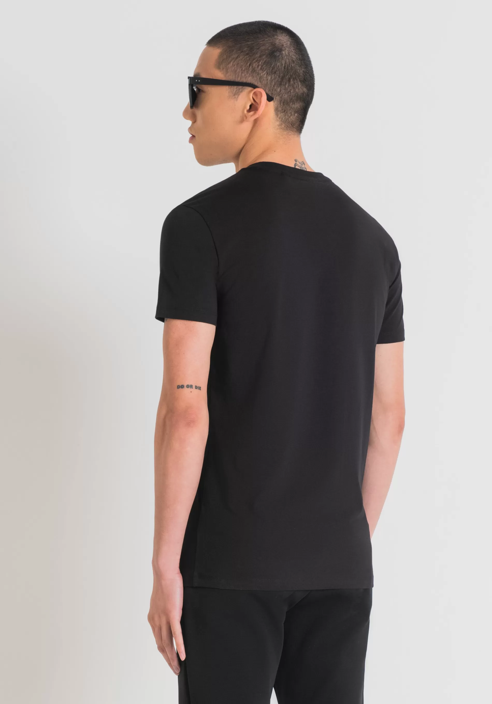 New SUPER SLIM FIT T-SHIRT IN STRETCH COTTON WITH RUBBERISED LOGO PRINT T-shirts and Polo